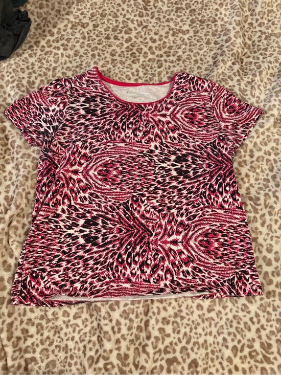 Kim Rogers Tops - Kim Rogers Pink and Black Animal Print Short Sleeve Top Size Large